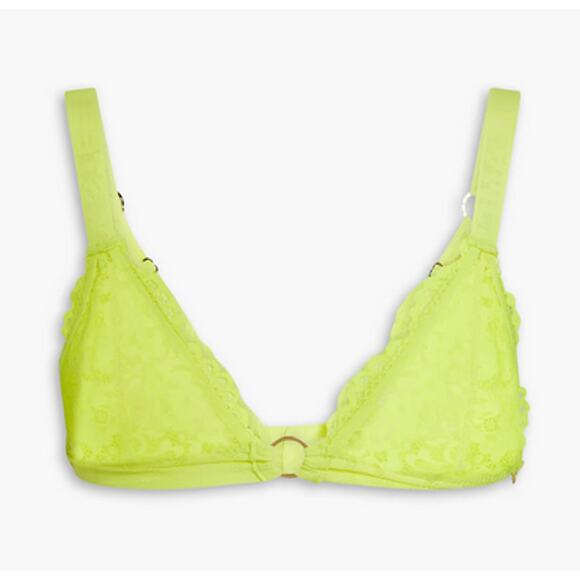 STELLA MCCARTNEY Neon stretch-lace triangle bra Bright yellow L - Picture 1 of 6